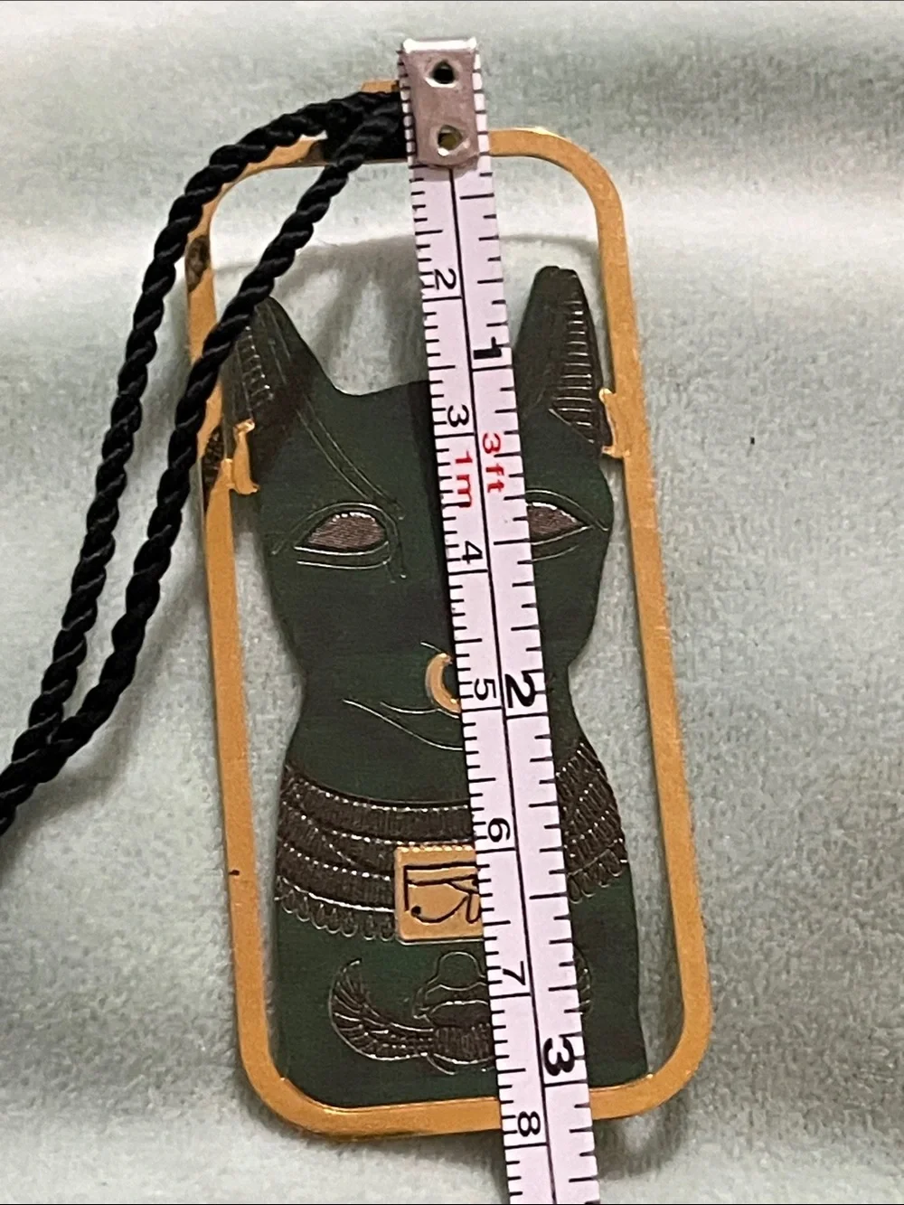 Egyptian Cat Decorative Pendant Ornament in Green and Gold